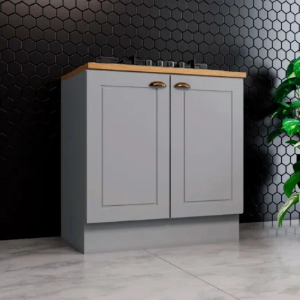 Balcão com Tampo 2 Portas em MDF 80cm Americana Henn - Cinza