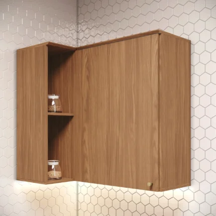 Armário Aéreo de Canto 1 Porta 2 Nichos MDP MDF Requinte Henn - Nature