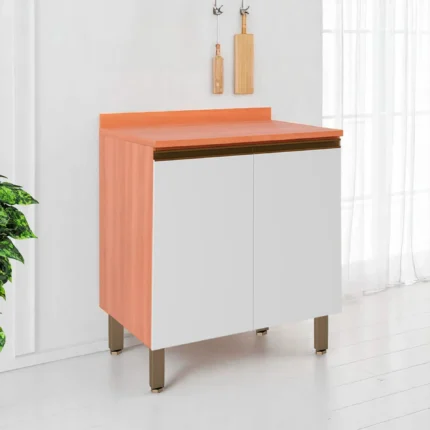 Balcão com Tampo 2 Portas em MDP 80cm Macadâmia Telasul - Freijo/Branco