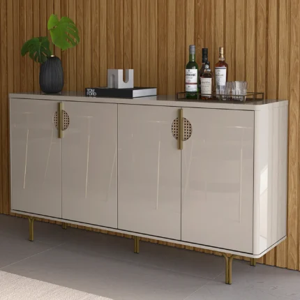 Buffet 4 Portas 2 Prateleiras Internas MDF Marsala Lukaliam - Off White