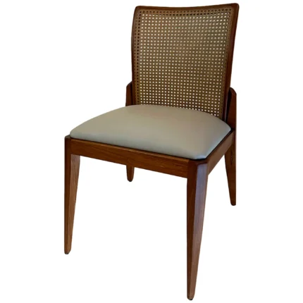 Cadeira com Assento Estofado Ceval Luna Madeira Maciça - Amendoa/Facto Fendi