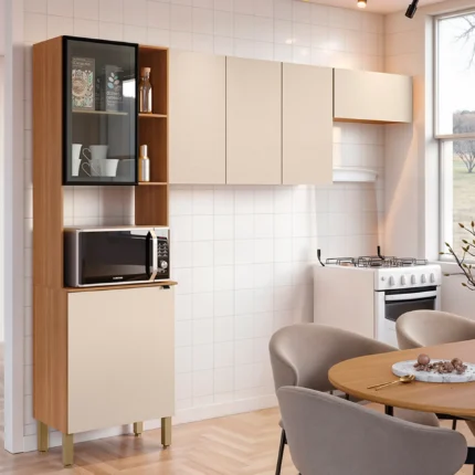 Cozinha Compacta 6 Portas Vert Plus Kit's Paraná - Freijó Soft