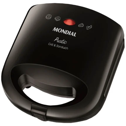 Grill Sanduicheira Mondial Pratic SN-01 750W Chapa Ondulada - Preto - 220 Volts