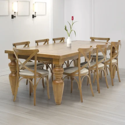 Mesa de Jantar Flower 8 Cadeiras Paris Madeira Maciça Artefama - Oregon