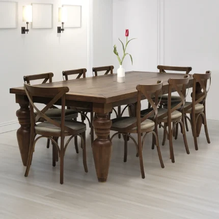 Mesa de Jantar Flower 8 Cadeiras Paris Madeira Maciça Artefama - Canela