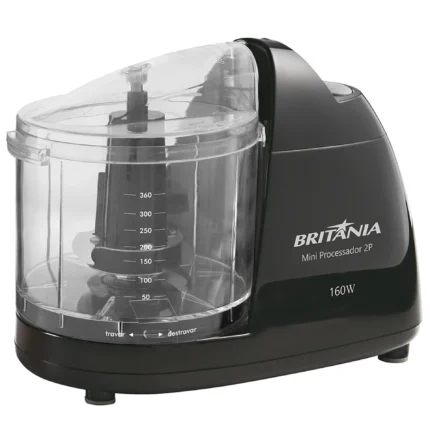 Mini Processador de Alimentos 360 ml Britânia Pulsar 2P 160W - Preto - 110 Volts